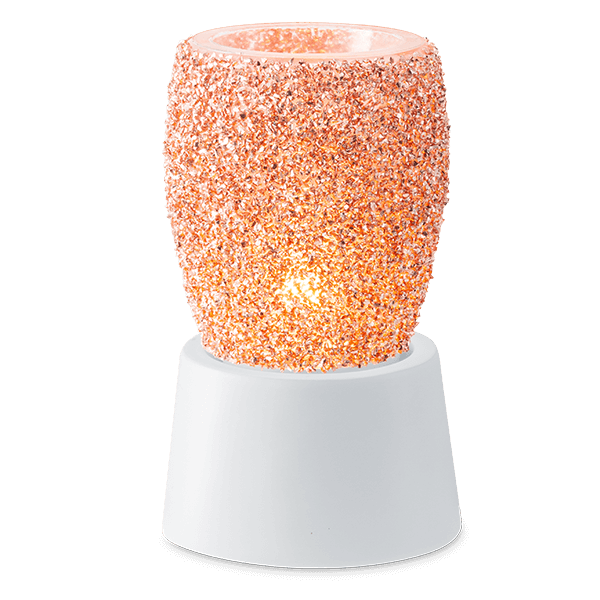Elektrische Miniduftlampe Glitter Rose Gold mit Unterteil für den Tisch